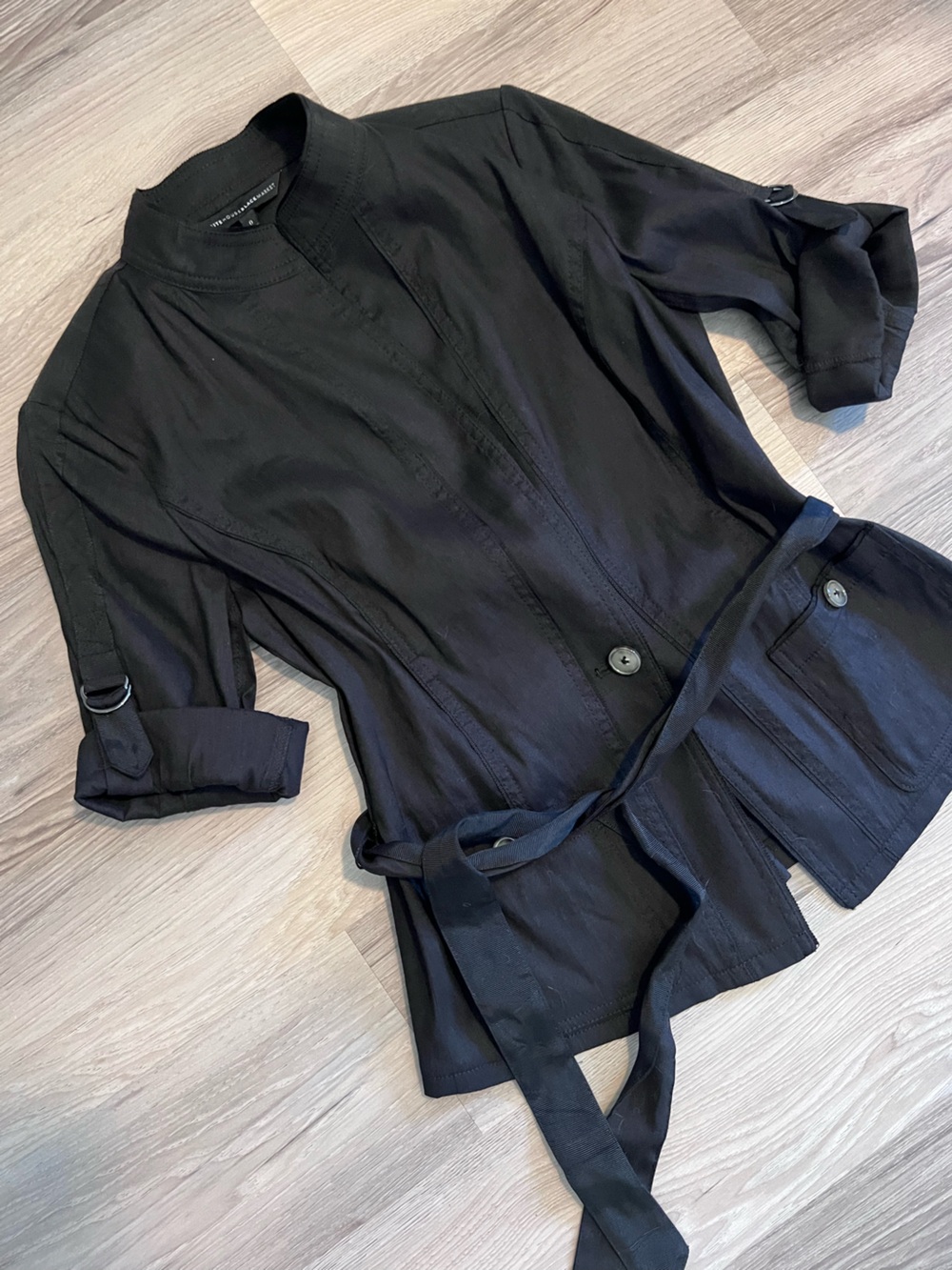 White House Black Market Black Tie-Waist Utility Jacket